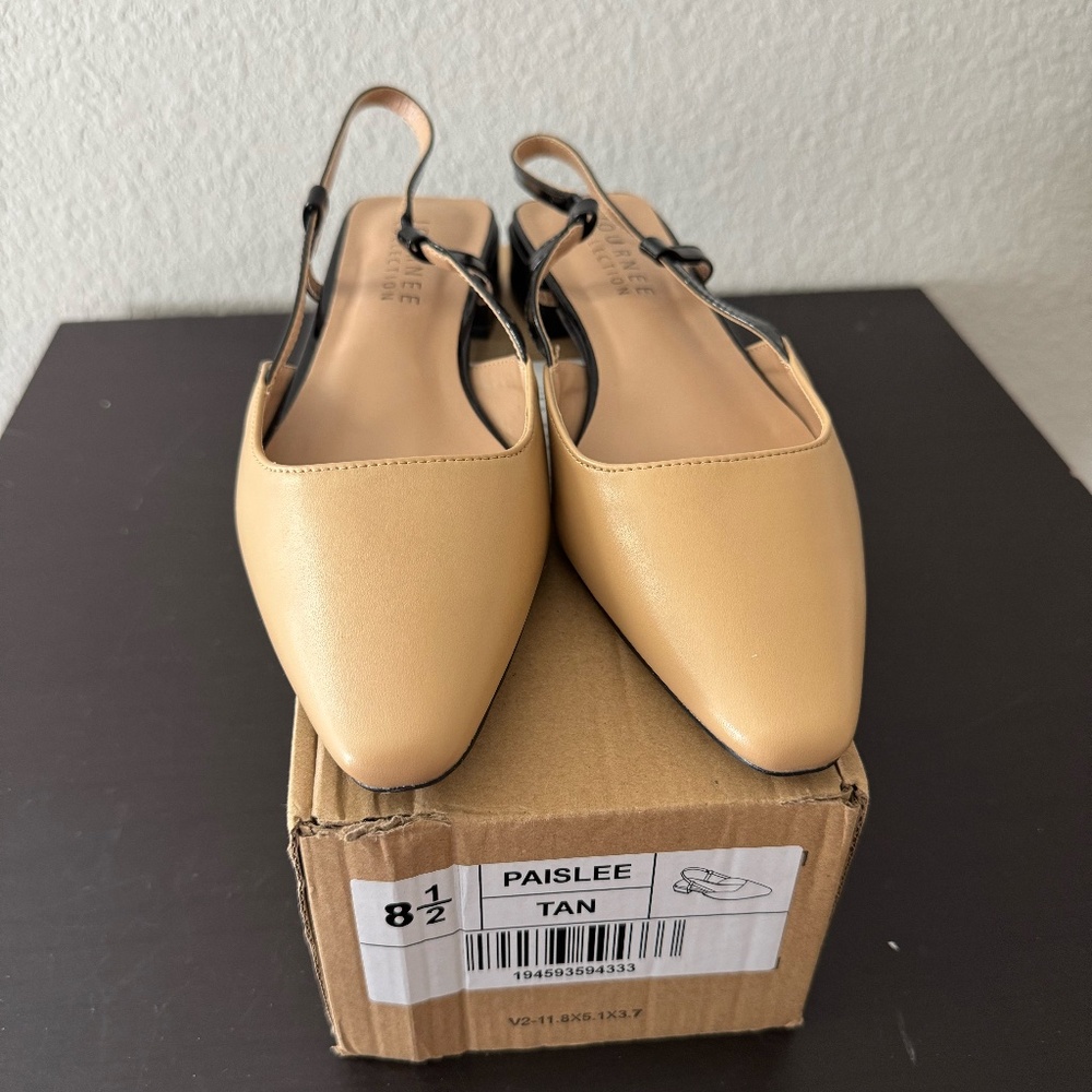 Journee Collection Women's Paislee Slingback Flats Size 8.5 Tan